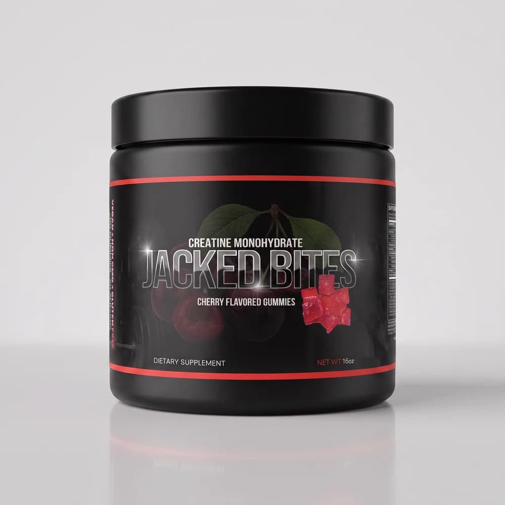 Jacked Bites Cherry creatine gummy jar